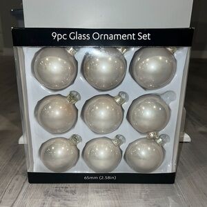 Glass Ornament Set Creamy Off-white
